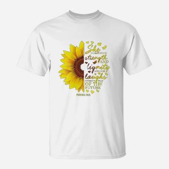 Christian Verse Sunflower Scripture Religious Gift Her T-Shirt | Crazezy