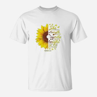 Christian Verse Sunflower Scripture Religious Gift Her T-Shirt | Crazezy UK