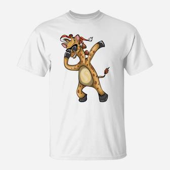 Christmas Gifts Animal Kids Boys Girls Dabbing Giraffe T-Shirt | Crazezy