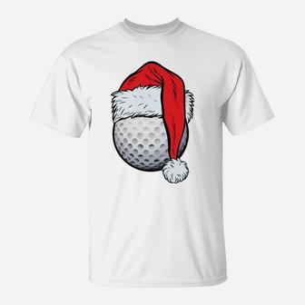 Christmas Golf Ball Santa Hat Funny Sport Xmas Boys Kids Men Sweatshirt T-Shirt | Crazezy