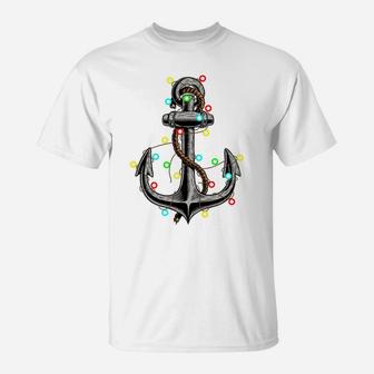 Christmas Lights Anchor Boating Sailing Funny Boat Xmas Gift Sweatshirt T-Shirt | Crazezy