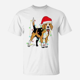 Christmas Lights Beagle Dog Lover Funny Xmas Gift T-Shirt | Crazezy CA