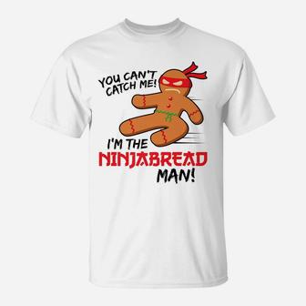 Christmas Ninjabread Man Funny Gingerbread Design T-Shirt | Crazezy