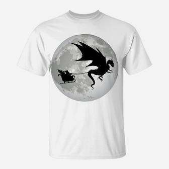 Christmas Santa Claus Flying Past The Moon W Dragon Design Sweatshirt T-Shirt | Crazezy AU