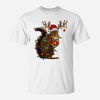 Christmas Squirrel Lights Tree Funny Animal Lover Xmas Raglan Baseball Tee T-Shirt | Crazezy DE