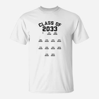 Class Of 2033 Grade Kindergarten Grow With Me Handprint Gift T-Shirt | Crazezy