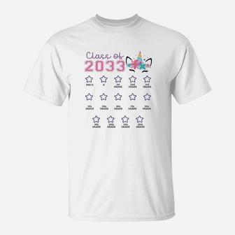 Class Of 2033 Grow With Me First Day Of School Unicorn T-Shirt | Crazezy CA