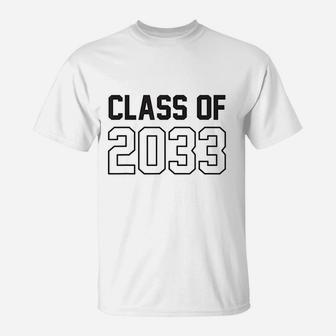 Class Of 2033 Grow With Me Handprints On Back K To 12 T-Shirt | Crazezy