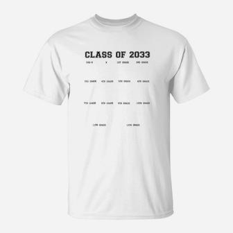 Class Of 2033 Grow With Me With Space For Handprints T-Shirt | Crazezy DE
