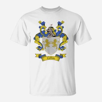 Collins Coat Of Arms | Collins Surname Family Crest T-Shirt | Crazezy