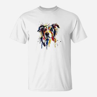 Colorful Border Collie Dog Lover Dad Mom T-Shirt | Crazezy CA