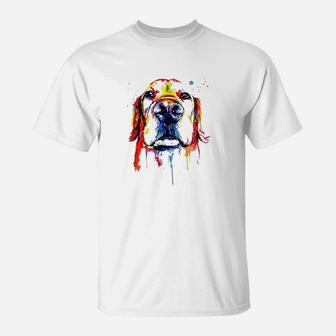 Colorful Golden Dog Lover Dad Mom T-Shirt | Crazezy UK