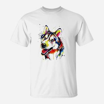 Colorful Husky Dog Lover T-Shirt | Crazezy DE