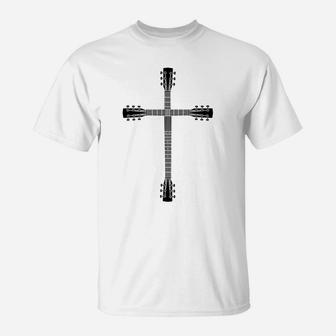 Cool Christian Guitar Cross | Funny Musician Guitarist Gift T-Shirt | Crazezy