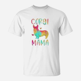 Corgi Mama Colorful Welsh Corgi Gifts Dog Mom T-Shirt | Crazezy DE