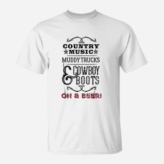 Country Music Muddy Trucks Cowboy Boots T-Shirt | Crazezy AU