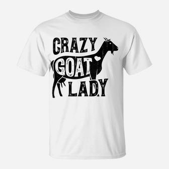 Crazy Goat Lady Girls Women Farmer Farm Animal Lover Vintage T-Shirt | Crazezy