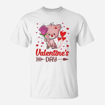 Cute Bear Heart Valentines Day Valentine Gift Happy Valentines Day T-Shirt - Seseable
