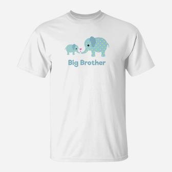 Cute Blue Cartoon Elephant Big Brother Love T-Shirt - Thegiftio UK