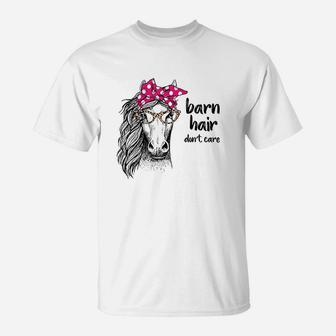 Cute Cowgirl Barn Hair Dont Care Horse Glasses T-Shirt | Crazezy