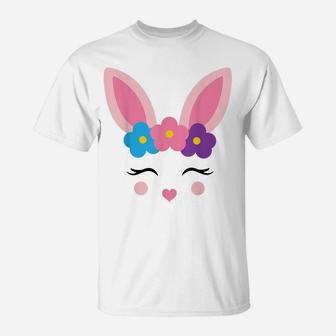 Cute Easter Bunny Face Flower Crown Toddler Holiday Costume T-Shirt | Crazezy DE