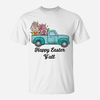 Cute Gnomes With Bunny Ears Egg Hunting Truck Easter Gnome Raglan Baseball Tee T-Shirt | Crazezy CA