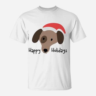 Cute Hand-Drawn Dog Christmas Puppy With Funny Santa Hat T-Shirt | Crazezy UK