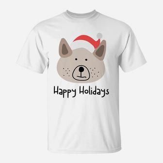 Cute Hand-Drawn Dog Holiday Puppy With Funny Santa Hat T-Shirt | Crazezy CA