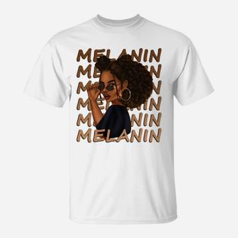 Cute Melanin Afro Natural Hair Queen Black Girl Magic Gift T-Shirt | Crazezy