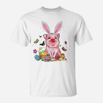 Cute Pig Bunny Egg Hunting Colorful Egg Happy Easter Day T-Shirt | Crazezy DE