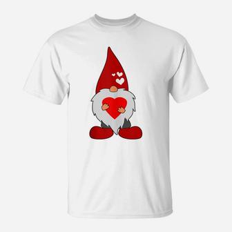 Cute Valentines Day Holiday Gnome With Love Heart Gift T-Shirt | Crazezy