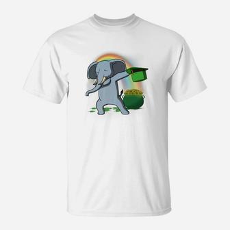 Dabbing Elephant Leprechaun St Patricks Day Lucky T-Shirt - Thegiftio UK