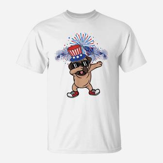Dabbing Pug American Flag 4Th Of July Dog Lover Dab Dance T-Shirt | Crazezy
