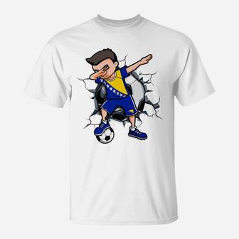 Dabbing Soccer Boy Bosnia Herzegovina Football Fans Jersey T-Shirt | Crazezy