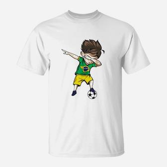 Dabbing Soccer Boy Brazil T-Shirt | Crazezy