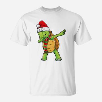 Dabbing Turtle Santa Christmas Kids Boys Girls Xmas Gifts T-Shirt | Crazezy AU