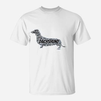 Dachshund Doxen Weiner Word Art Dog Owner Gift T-Shirt | Crazezy UK