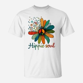 Daisy Peace Sign Hippie Soul Tshirt Flower Lovers Gifts T-Shirt | Crazezy