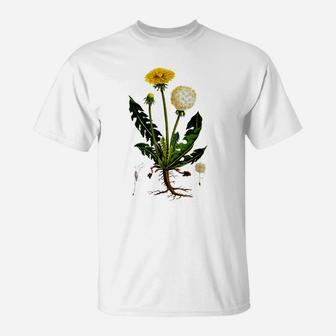 Dandelion Botanical Flower Vintage Floral T-Shirt | Crazezy