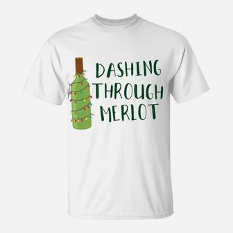 Dashing Through Merlot Funny Wine Drinking T-Shirt | Crazezy DE