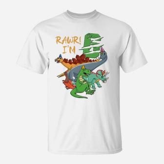 Dino Rawr I'm 6Th Birthday Dinos 6 Year Old Boys Dinosaur T-Shirt | Crazezy AU