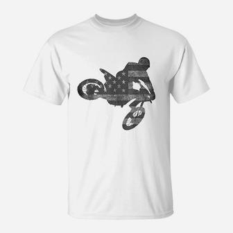 Dirt Bike American Flag T-Shirt | Crazezy CA