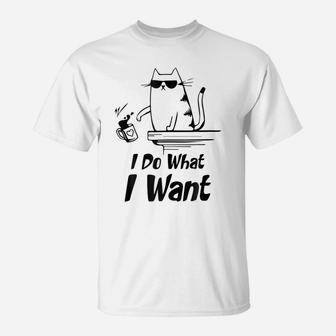 Do What I Want Black Cat Red Cup Funny Graphic T-Shirt | Crazezy