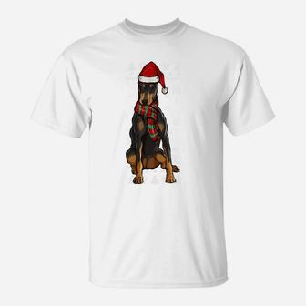 Doberman Pinscher Dog Santa Hat Xmas Ugly Christmas Sweatshirt T-Shirt | Crazezy