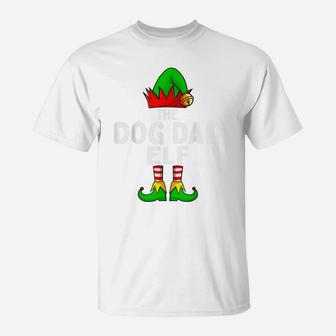 Dog Dad Elf Matching Family Group Christmas Party Pajama T-Shirt | Crazezy
