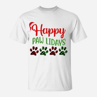 Dog Dad Mom Happy Pawlidays Merry Christmas Holidays T-Shirt | Crazezy AU
