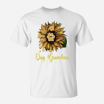 Dog Grandma Sunflower Shirt Funny Cute Family Gifts Apparel T-Shirt | Crazezy