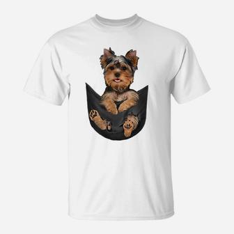 Dog Lovers Gifts Yorkshire Terrier In Pocket Funny Dog Face T-Shirt | Crazezy UK