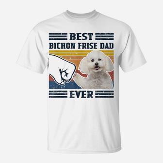 Dog Vintage Best Bichon Frise Dad Ever Father's Day T-Shirt | Crazezy UK