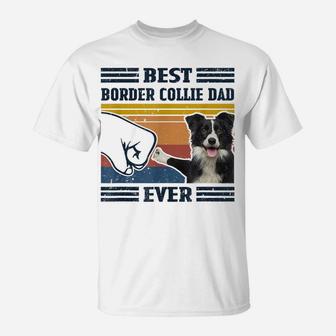 Dog Vintage Best Border Collie Dad Ever Father's Day T-Shirt | Crazezy